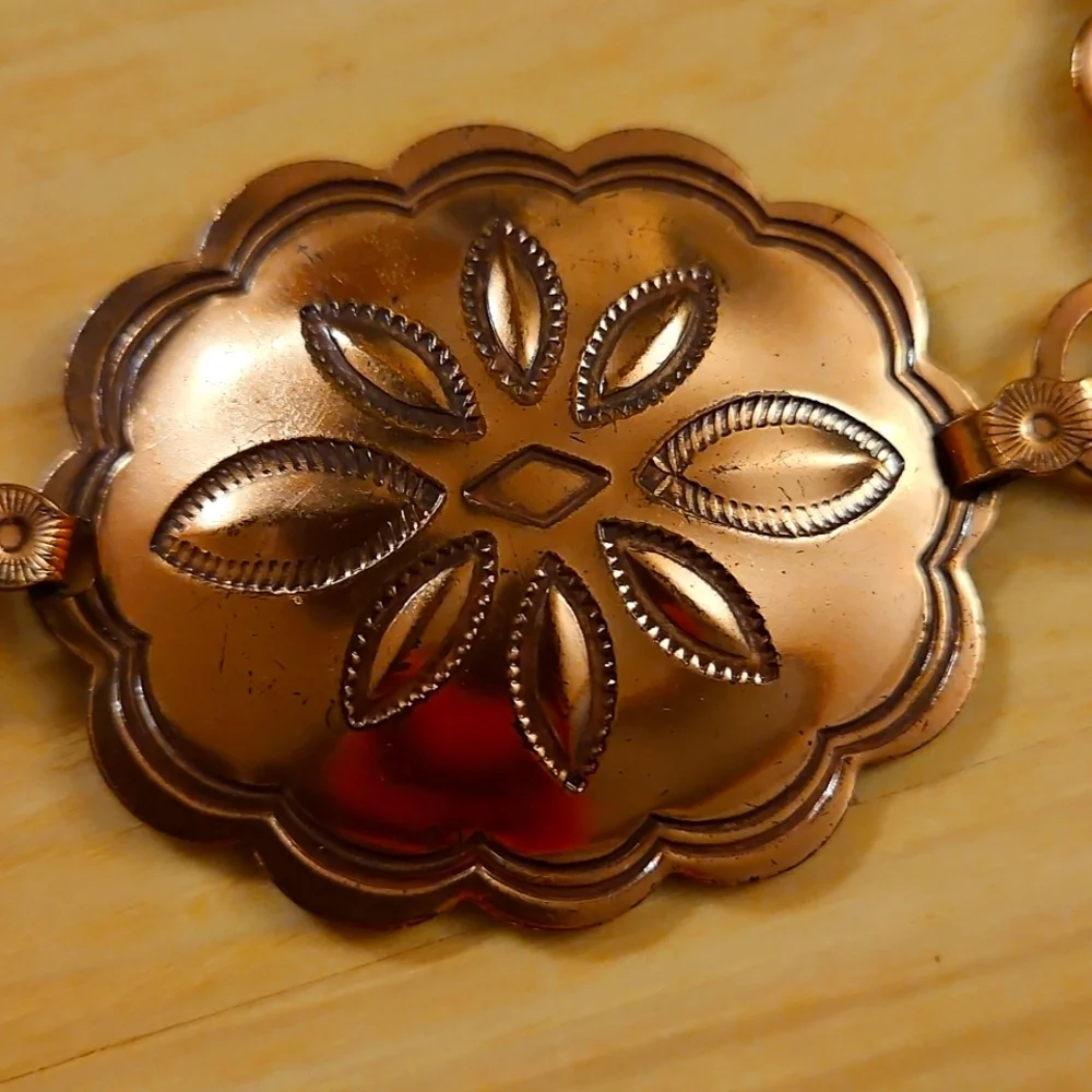 Vintage Southwestern Copper Tone Linking Belt Sz. Small Western